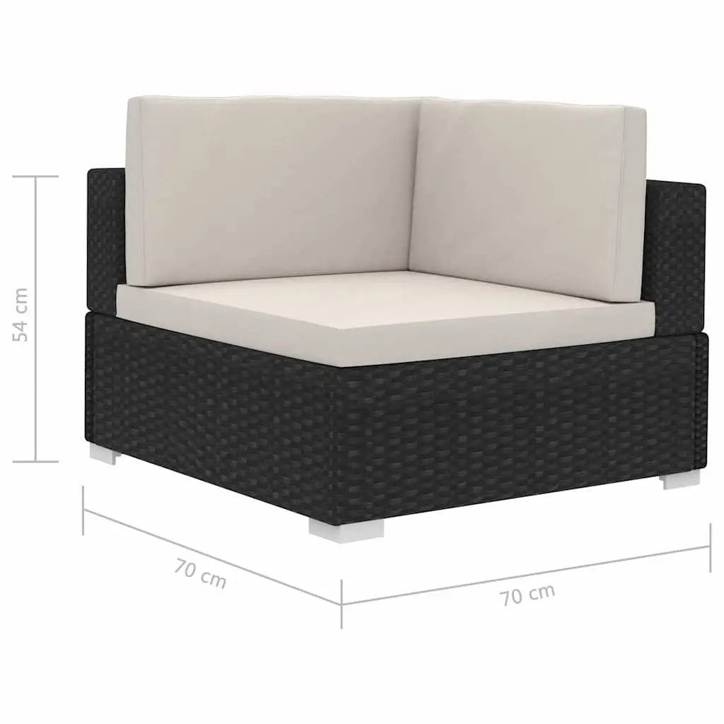 Outdoor Garden Sofa Set 4 Piece Modular Weather-resistant PE Rattan with Cushions Black