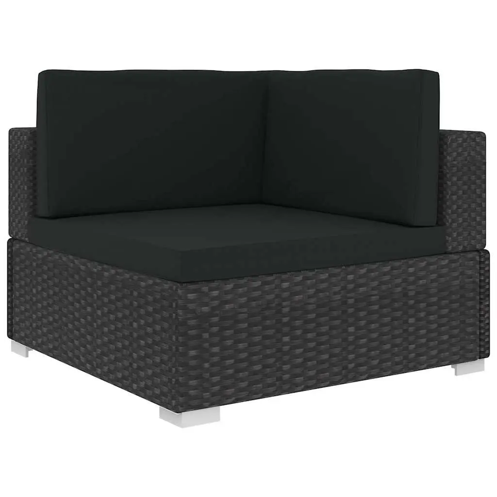 Outdoor Garden Sofa Set 4 Piece Weather-Resistant PE Rattan Patio Furniture with Cushions Black