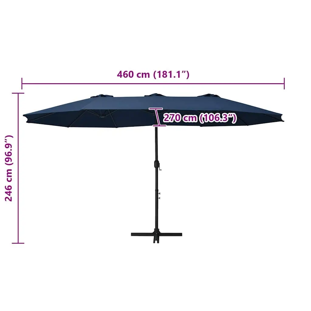 Garden Parasol 460x270 cm Double-Top Shade Crank Open Blue