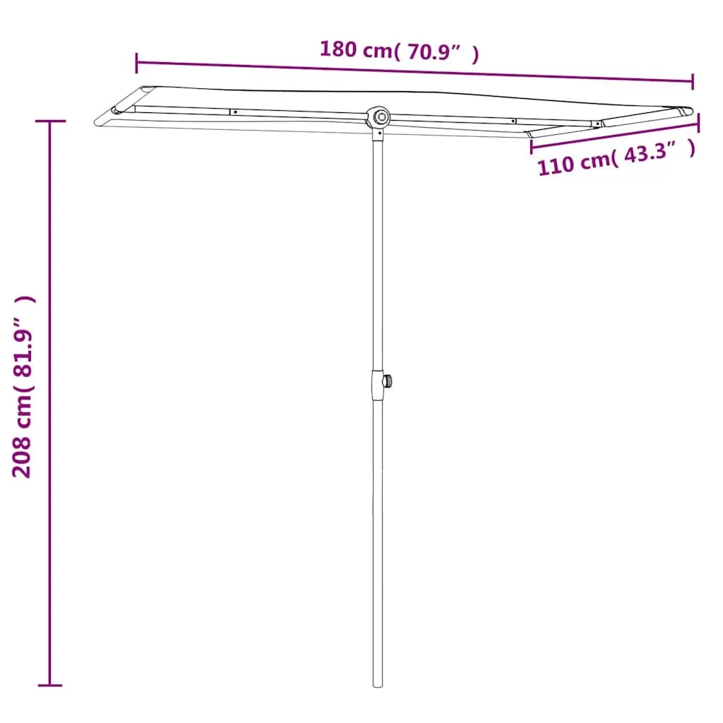 Garden Parasol 180x110 cm Rotating Canopy UV Protective Azure Blue