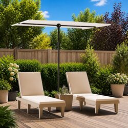 Garden Parasol Outdoor Umbrella 2x1.5m Flat Top Rotating Adjustable Height Shade