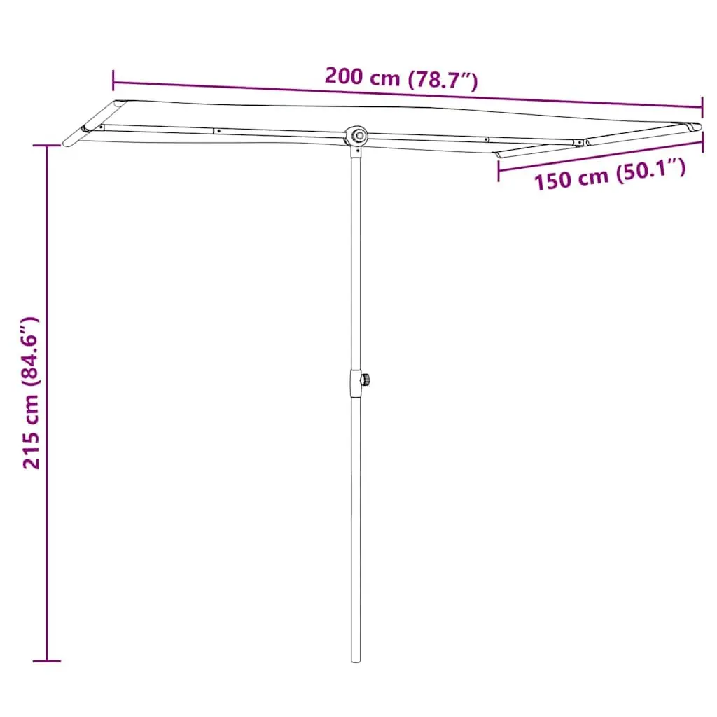 Garden Parasol 2x1.5m Flat Top Rotating Adjustable Height Shade