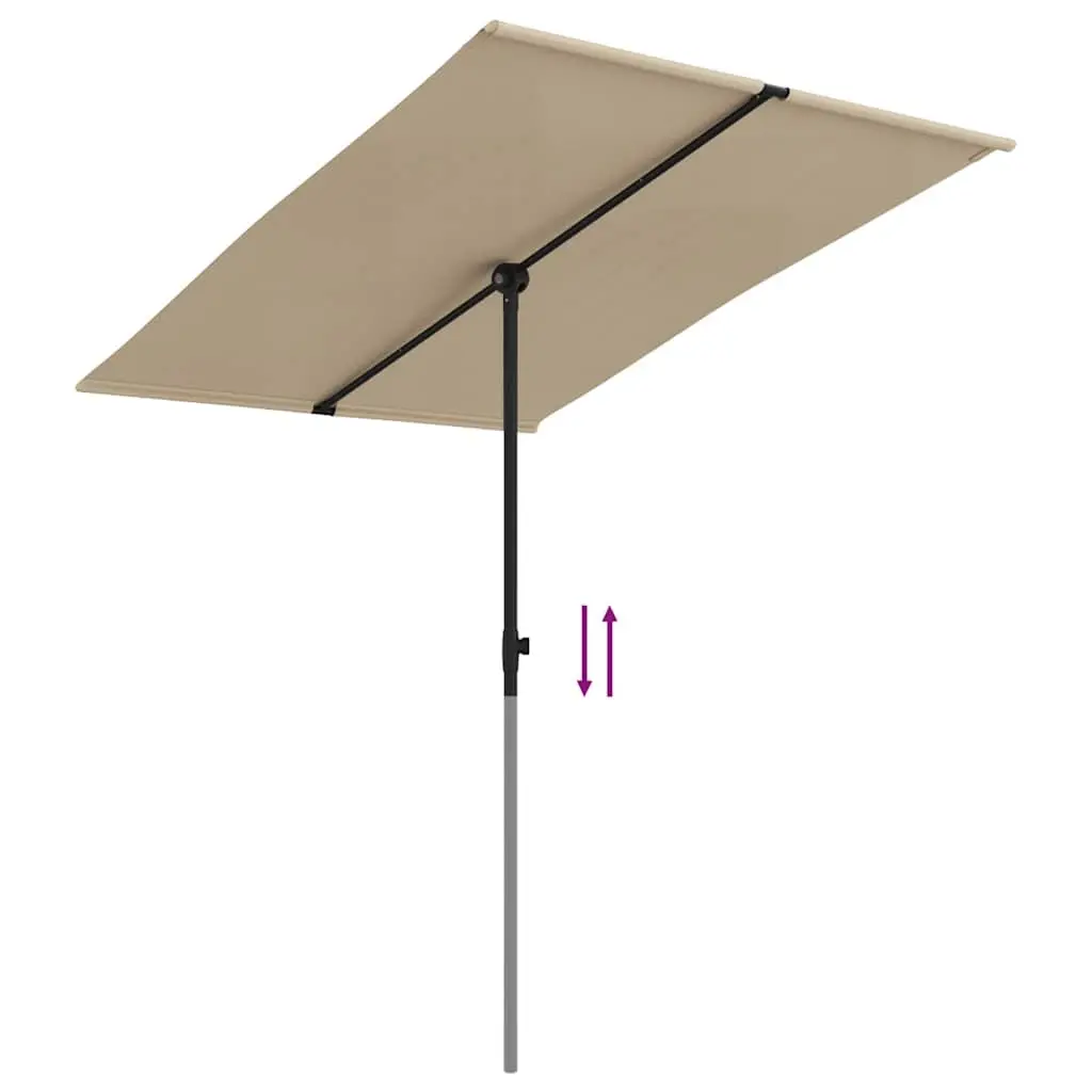 Garden Parasol 2x1.5m UV Protective Polyester Cover Adjustable Height Taupe