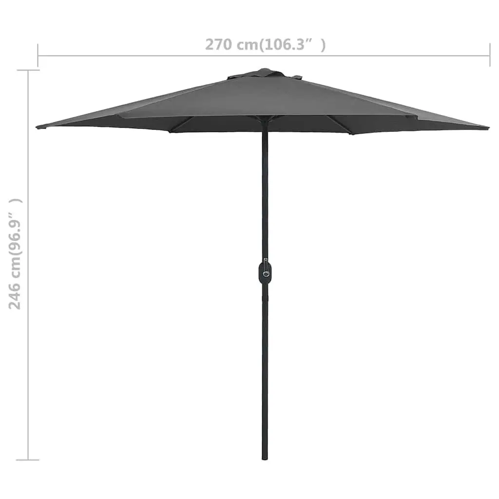 Garden Parasol 270x246 cm Crank Mechanism UV Protective Polyester Cover Anthracite