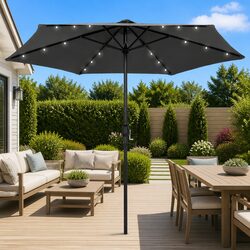 Outdoor Garden Parasol 270 cm with Solar-Powered LED Lighting