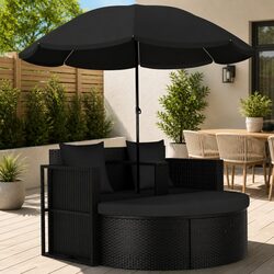 Black Rattan Lounge Bed Set for Enhanced Outdoor Living