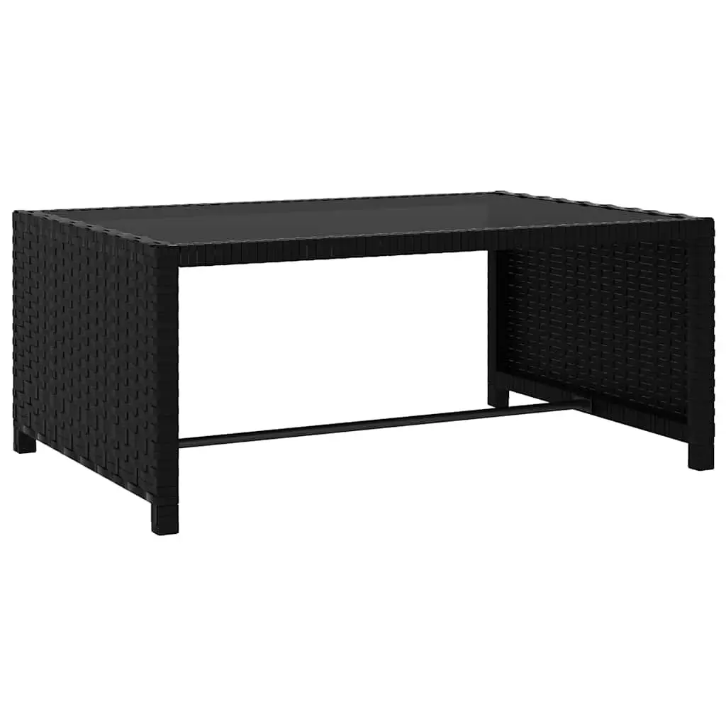 Reclining Garden Chairs 2 pcs Black Poly Rattan Outdoor Lounge Set with Table