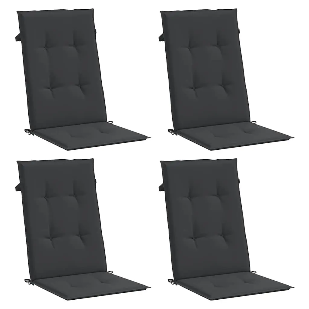 Highback Chair Cushions 120x50x3 cm Black 4 Piece Outdoor Garden Patio Seat Pad