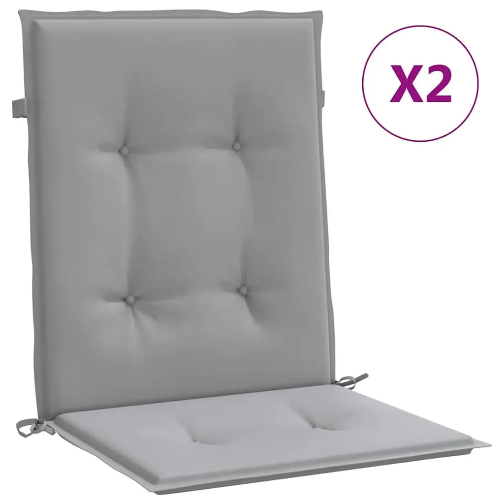 Outdoor Chair Cushions Grey Oxford Fabric Lowback Seat Pads Soft Foam Filling 2 Piece