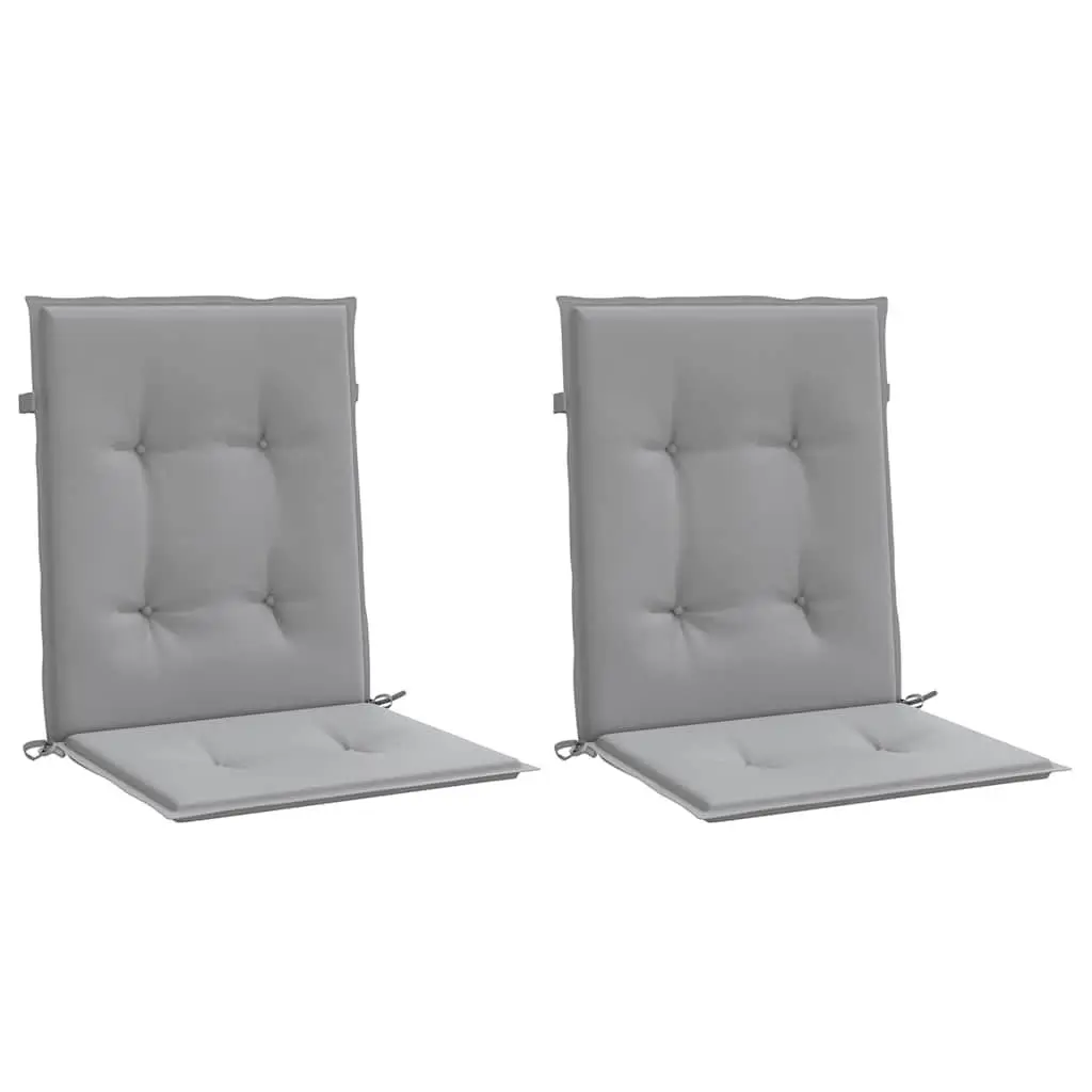 Outdoor Chair Cushions Grey Oxford Fabric Lowback Seat Pads Soft Foam Filling 2 Piece