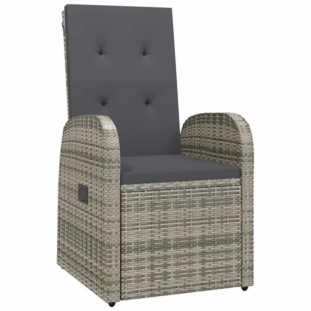 Outdoor Reclining Armchairs Set 2 pcs Weather-Resistant PE Rattan with Cushions Grey