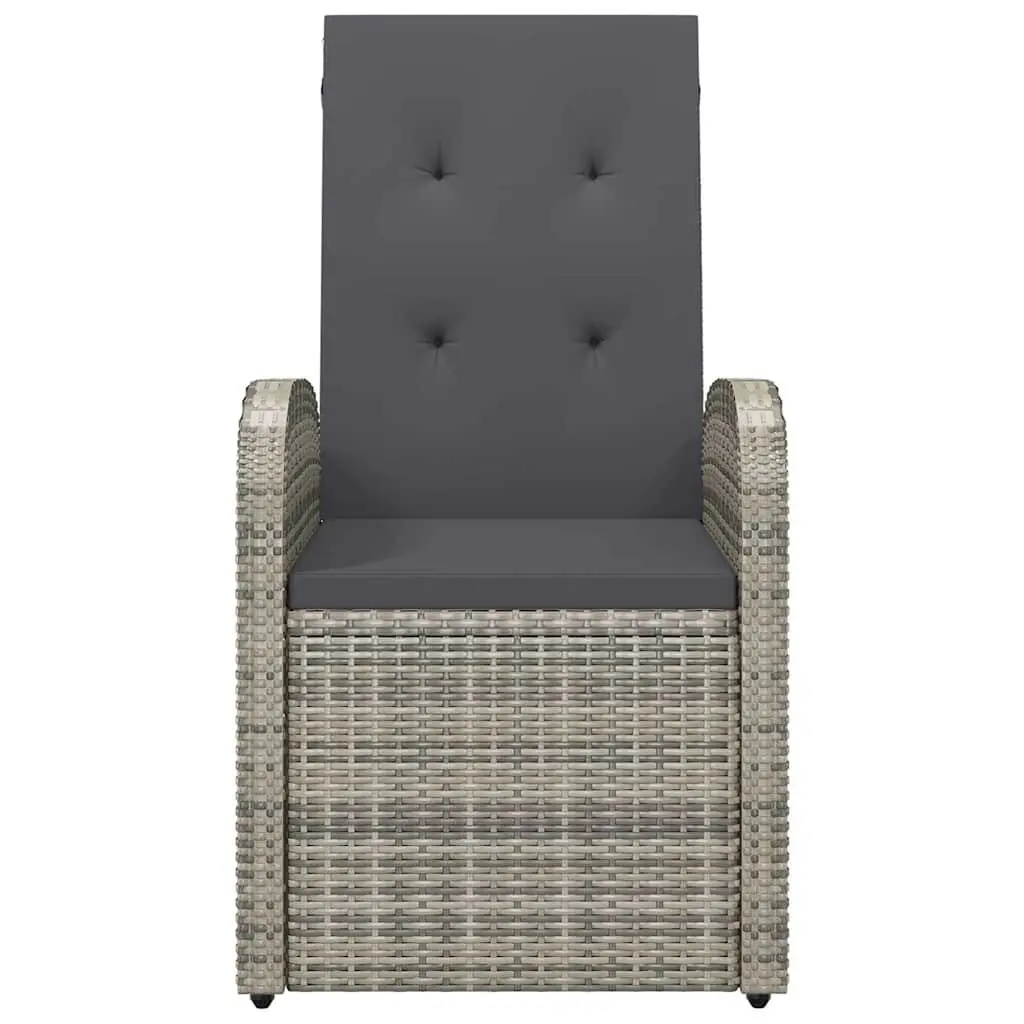 Outdoor Reclining Armchairs Set 2 pcs Weather-Resistant PE Rattan with Cushions Grey