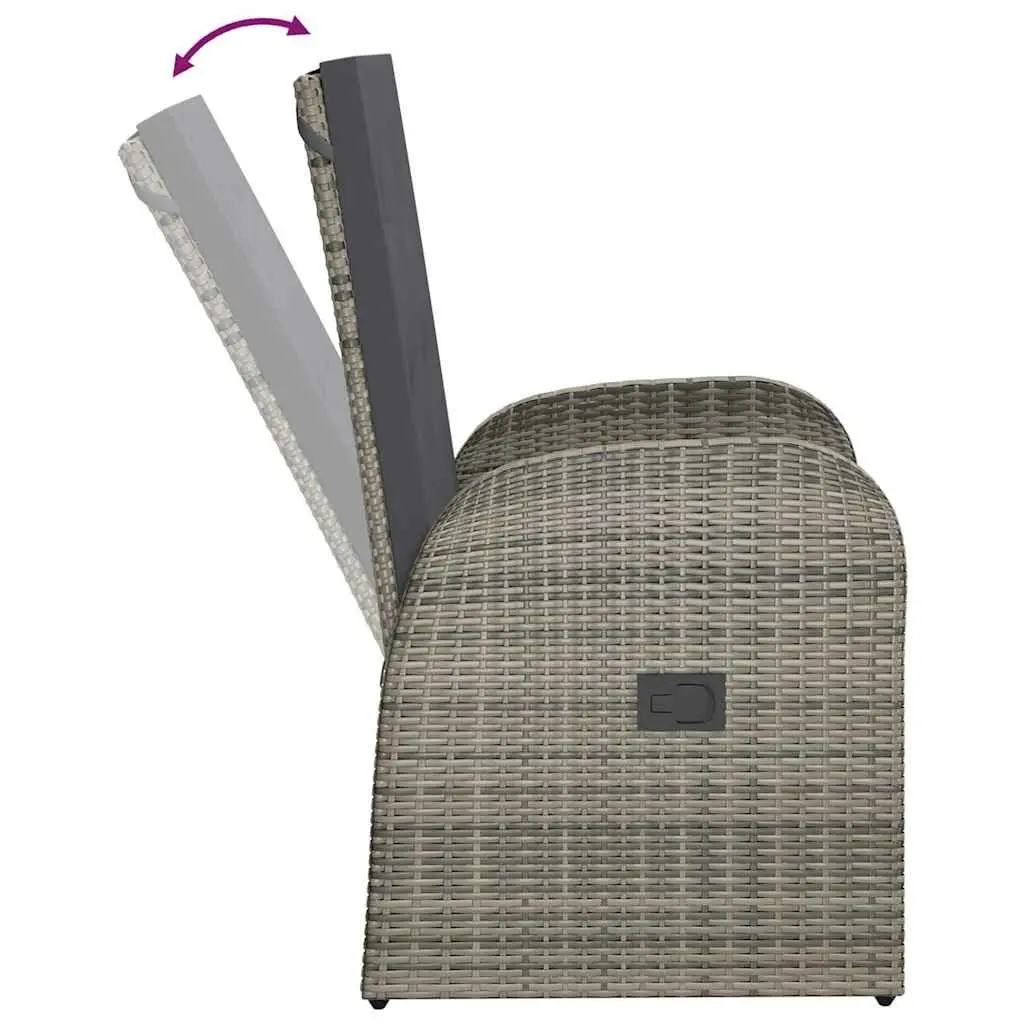 Outdoor Reclining Armchairs Set 2 pcs Weather-Resistant PE Rattan with Cushions Grey