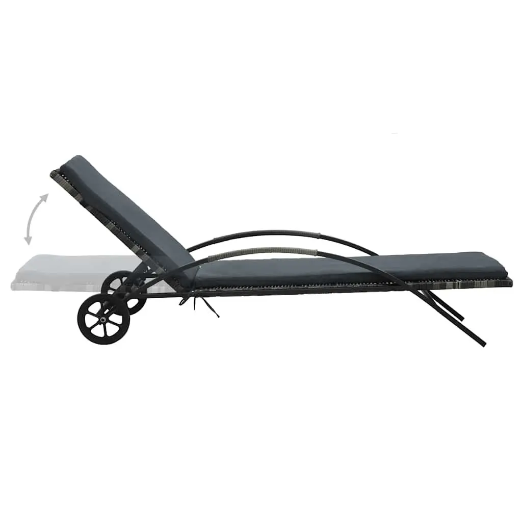 Sun Lounger Outdoor Patio Reclining Chair with Wheels Adjustable Backrest