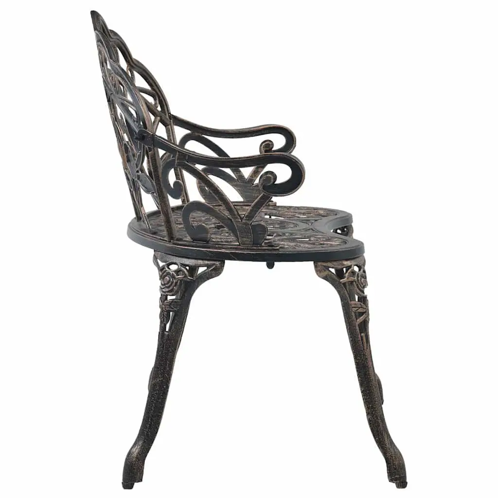 Outdoor Bench 100cm Cast Aluminium Weather Resistant Brown Decorative