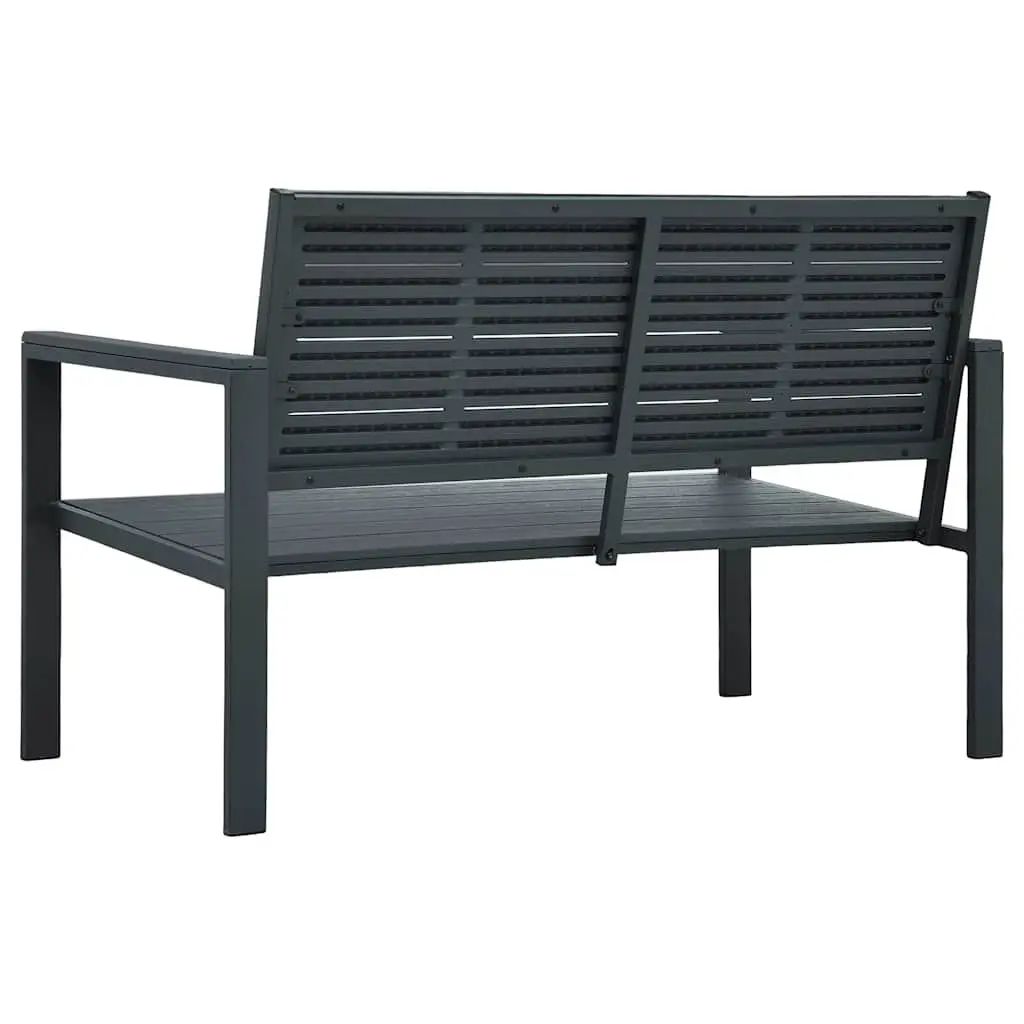 Outdoor Garden Bench 120cm Grey Weather Resistant Wood Look Steel Frame