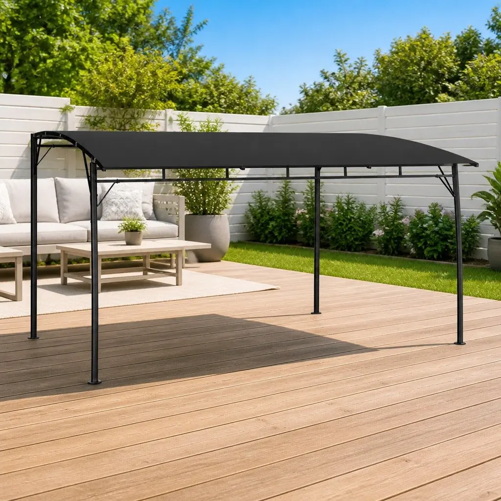 Garden Sunshade Awning 4x3x2.55m Metal Frame Fabric Roof Outdoor Canopy