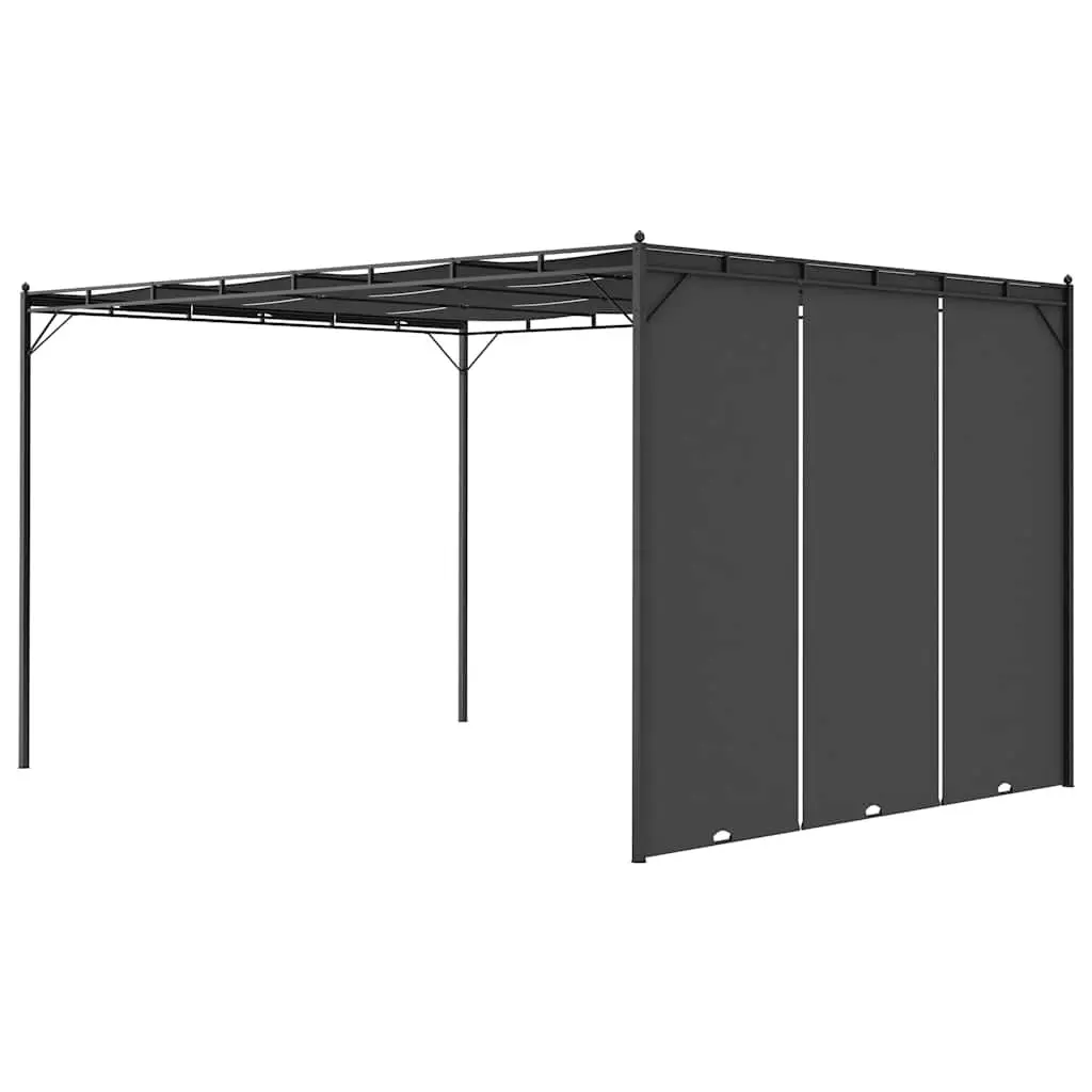 Garden Gazebo 4x3m Powder-coated Steel Frame with Fabric Sunroof and Side Curtains