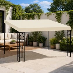 Wall-mounted Gazebo 4x3x2.5m Outdoor Garden Canopy Shade Structure Cream