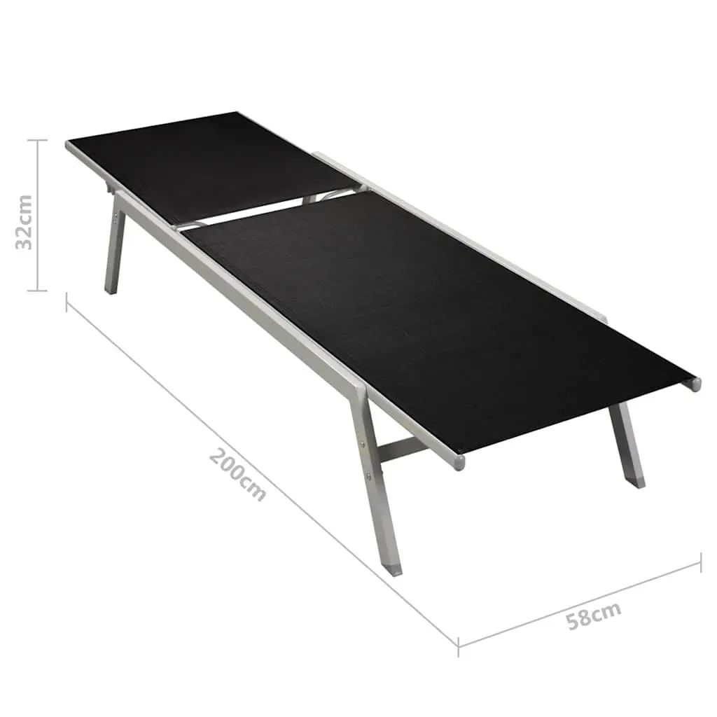 Sun Loungers Set 2 pcs Steel Frame Textilene Garden Outdoor Furniture