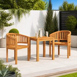 Banana Outdoor Chairs 2 pcs Teak Hardwood Garden Patio Seating Furniture Brown