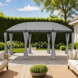 Elegant Anthracite Garden Gazebo with Curtains 520x349x255 cm