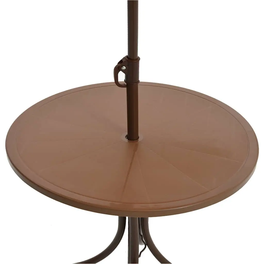 Kids Garden Bistro Set 3 Piece Outdoor Furniture Table Chairs Parasol Brown Heavy Duty Steel Frame