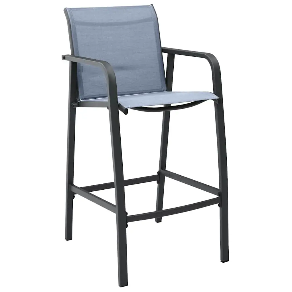 Outdoor Bar Chairs Set 4 Piece Grey Textilene Weather Resistant Steel Frame