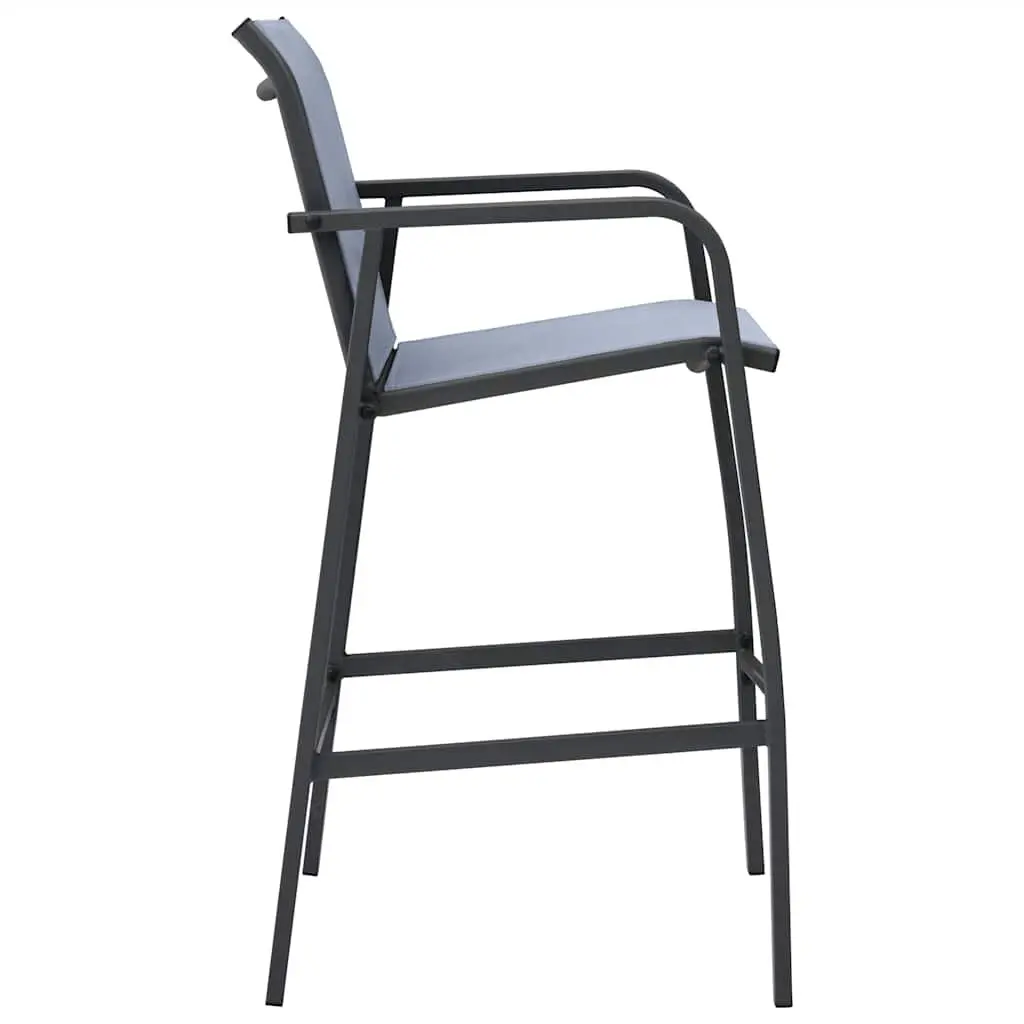 Outdoor Bar Chairs Set 4 Piece Grey Textilene Weather Resistant Steel Frame