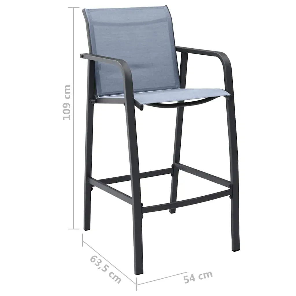 Outdoor Bar Chairs Set 4 Piece Grey Textilene Weather Resistant Steel Frame