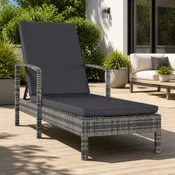 Versatile Grey Outdoor Sun Lounger with Armrests