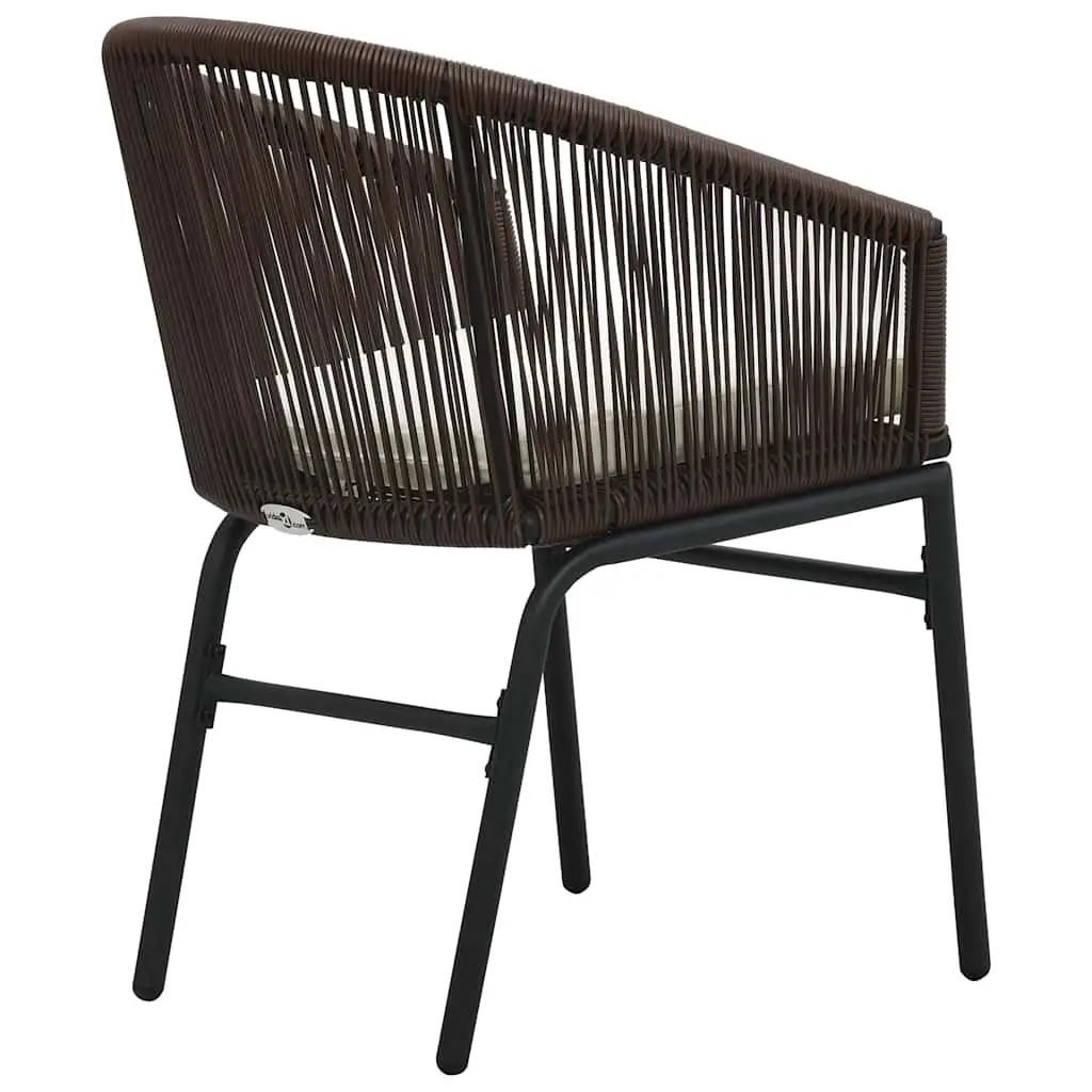 Outdoor Chairs 2 Piece Set Brown Rattan Garden Seating with Cushions Patio