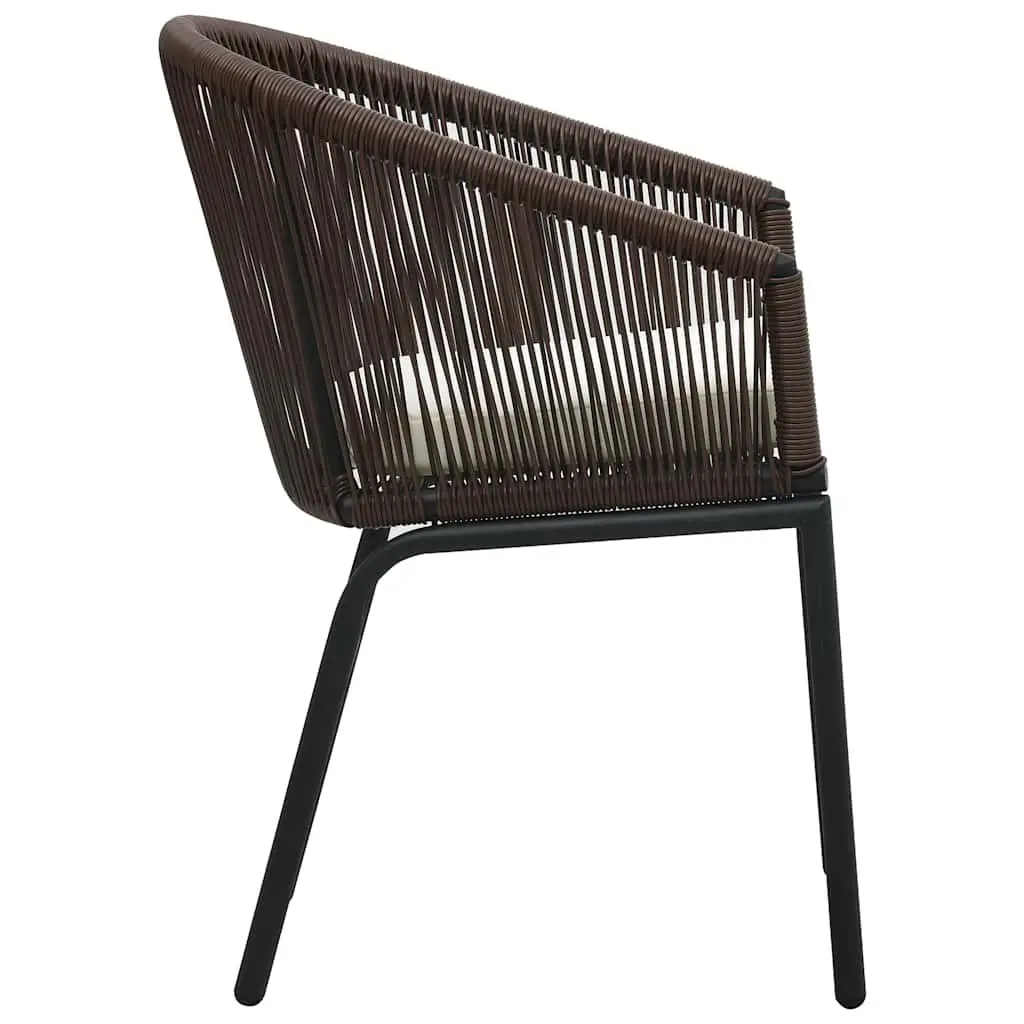 Outdoor Chairs 2 Piece Set Brown Rattan Garden Seating with Cushions Patio
