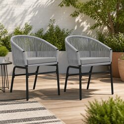 Set of 2 Stylish Grey Rattan Outdoor Chairs for Your Patio