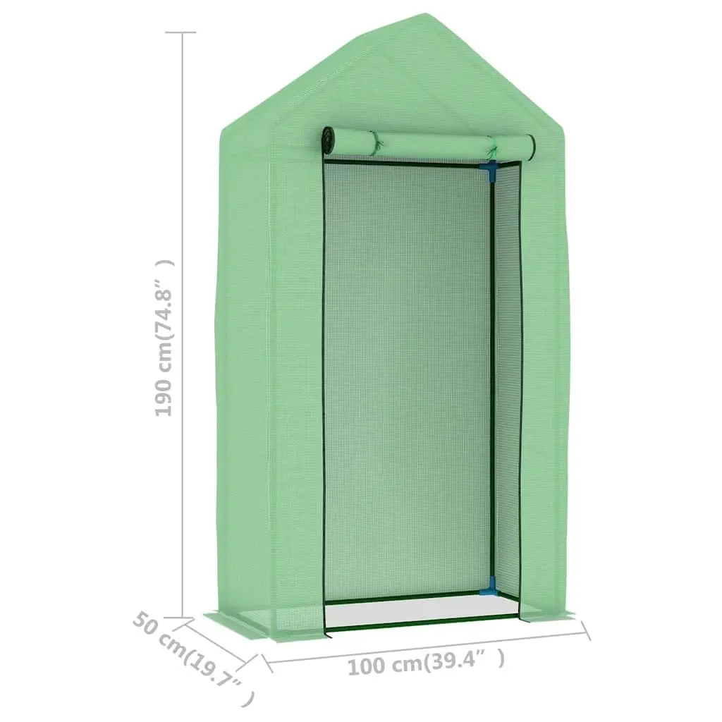 Greenhouse Steel Frame 1 x 0.5 x 1.9 m PE Mesh Fabric Cover Garden Plant House