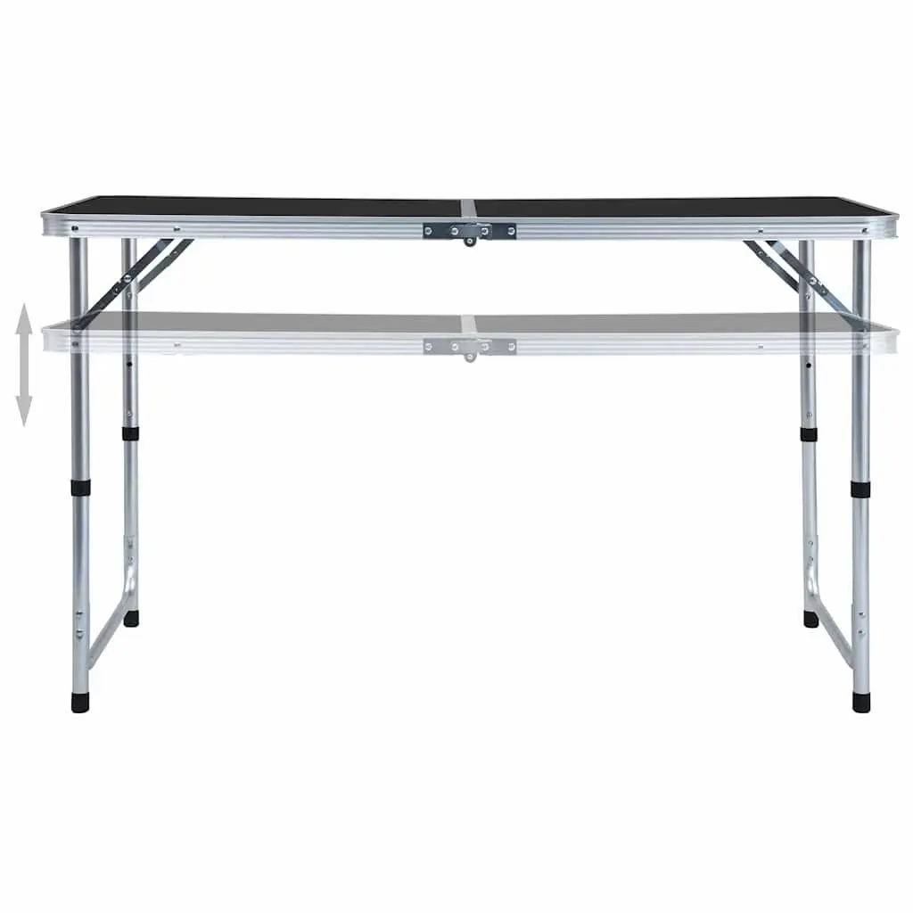 Foldable Camping Table Grey Adjustable Height Portable Outdoor