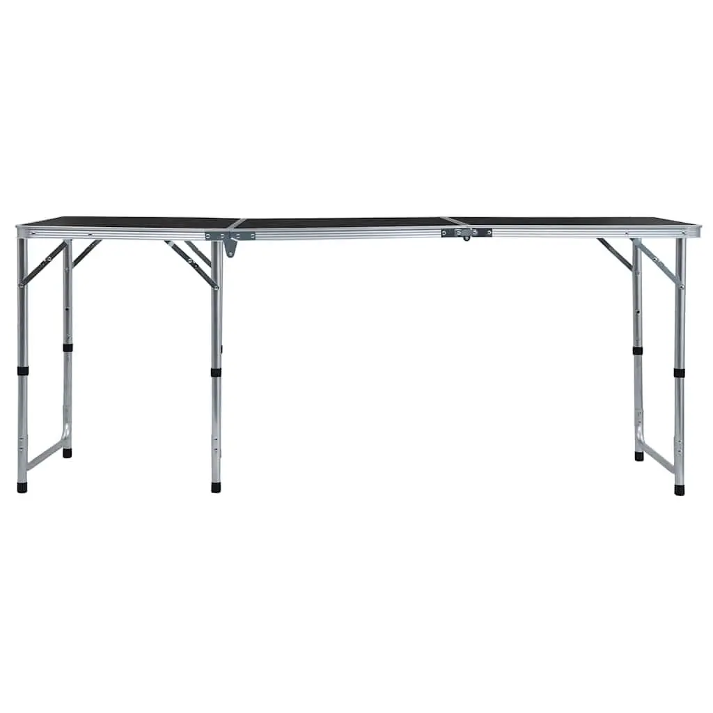Foldable Camping Table Grey Adjustable Height Portable