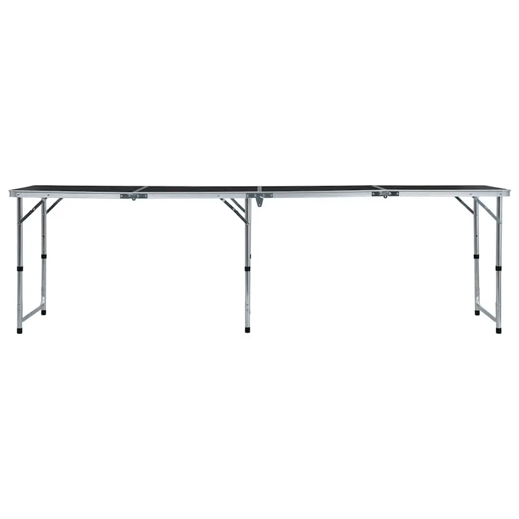 Foldable Camping Table Grey Adjustable Height Portable Outdoor Picnic Garden