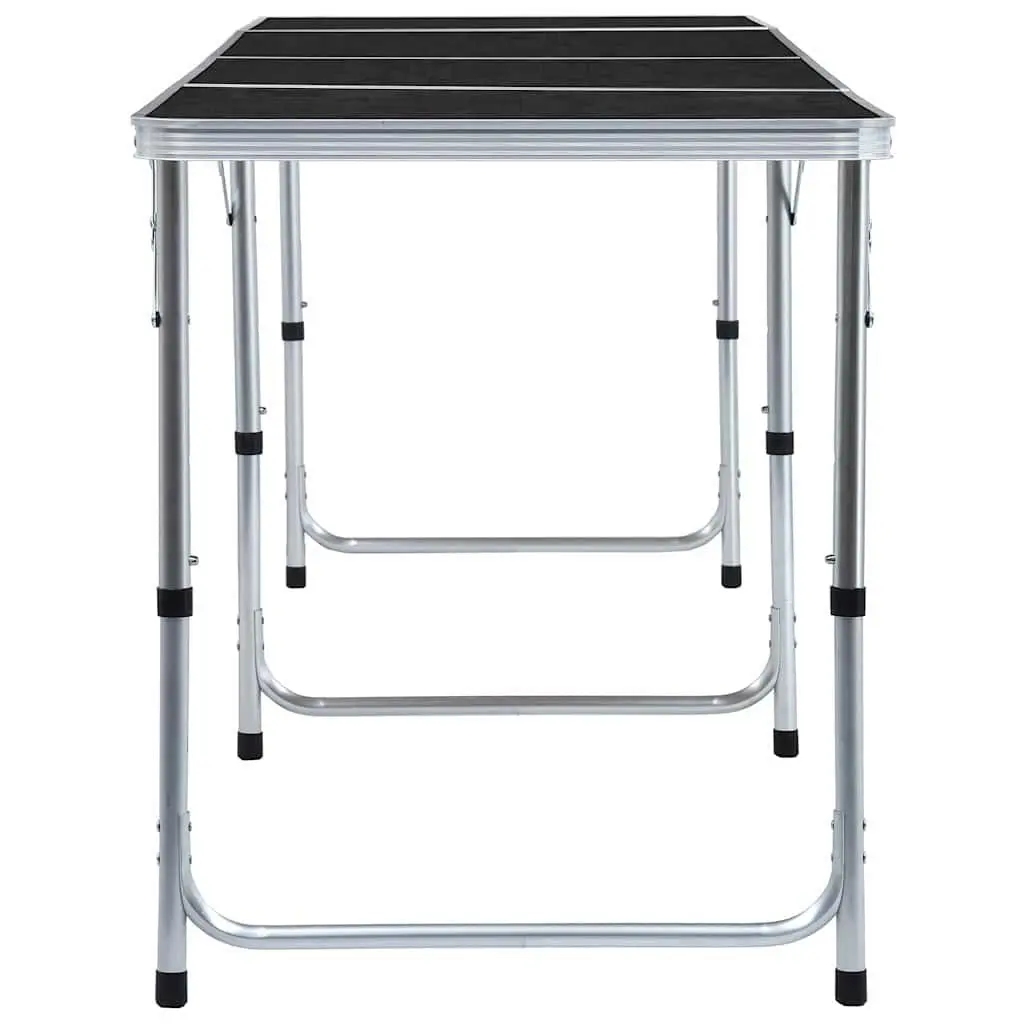 Foldable Camping Table Grey Adjustable Height Portable Outdoor Picnic Garden
