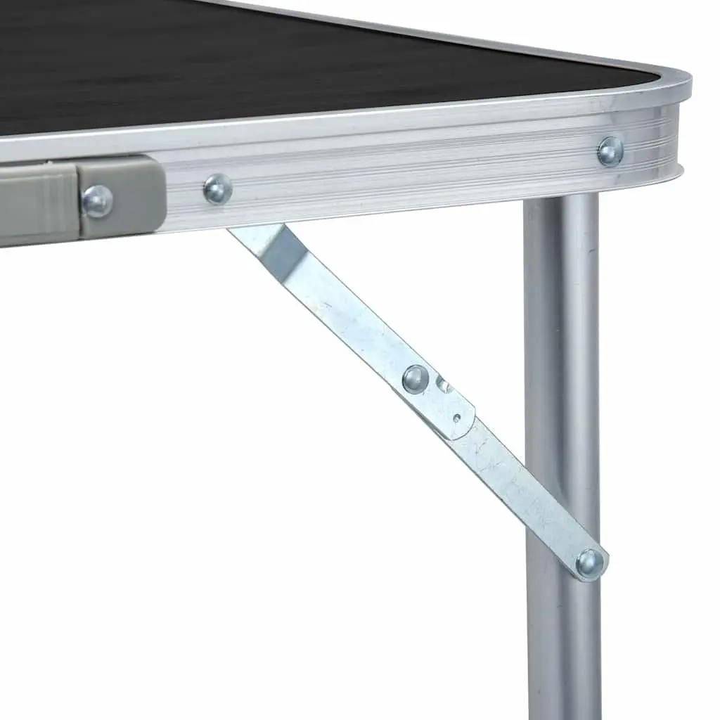 Foldable Camping Table Grey Adjustable Height Portable Outdoor Picnic Garden