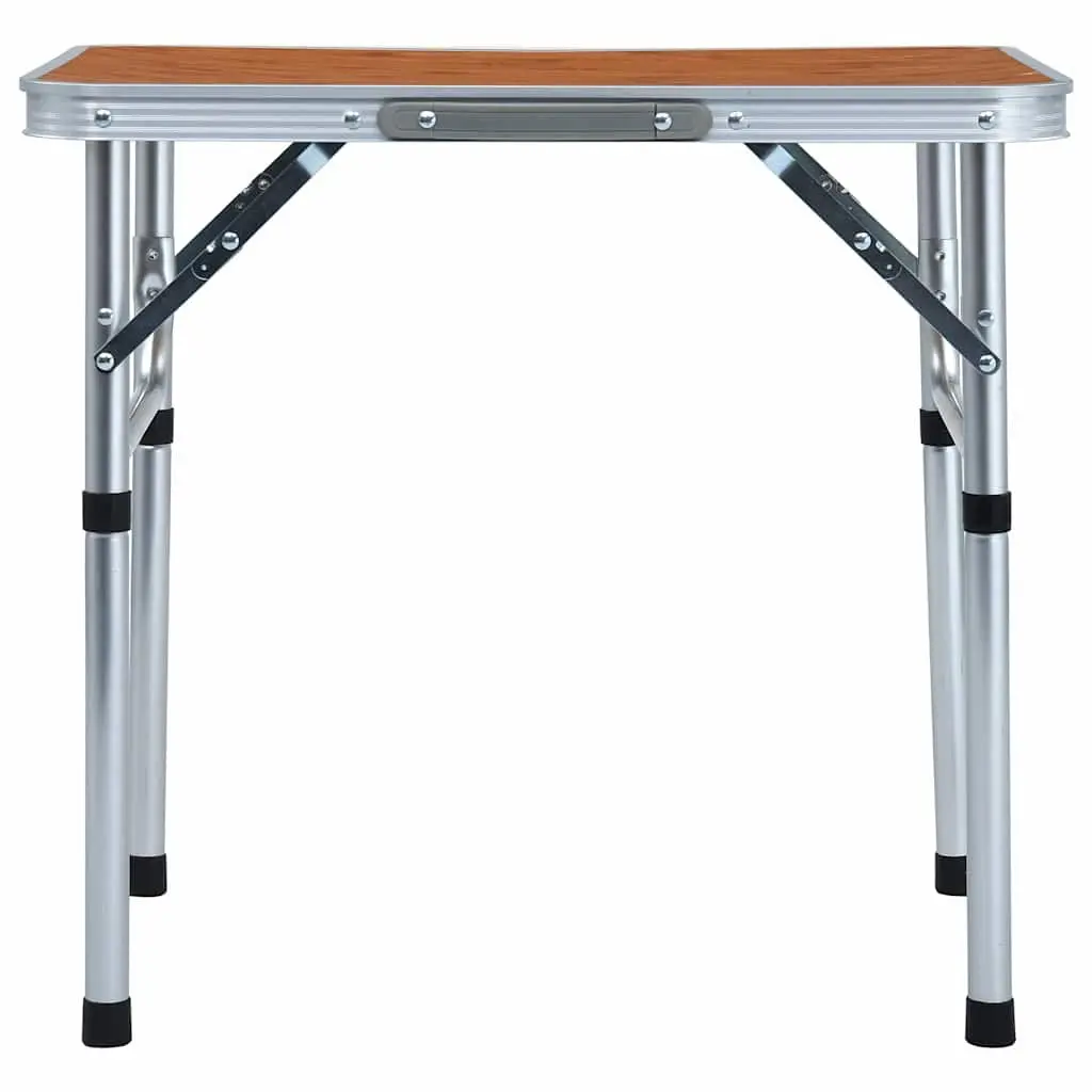 Folding Camping Table 60 x 45 cm Portable Lightweight Aluminum Brown