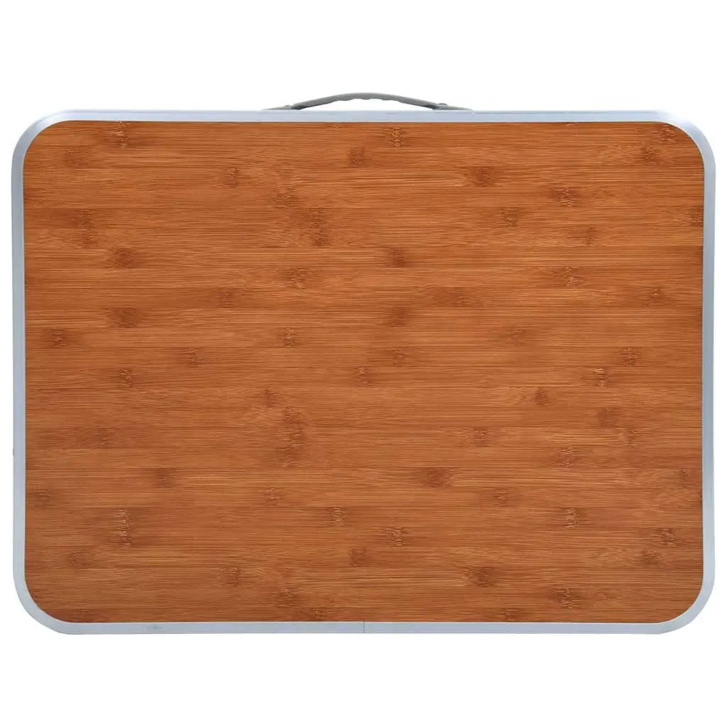 Folding Camping Table 60 x 45 cm Portable Lightweight Aluminum Brown