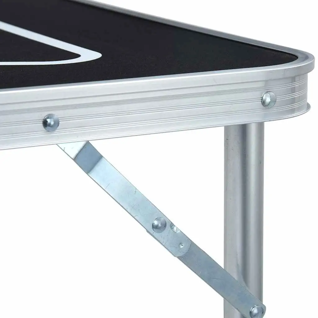 Folding Beer Pong Table 240 cm Black Portable Lightweight Aluminium Frame Indoor Outdoor