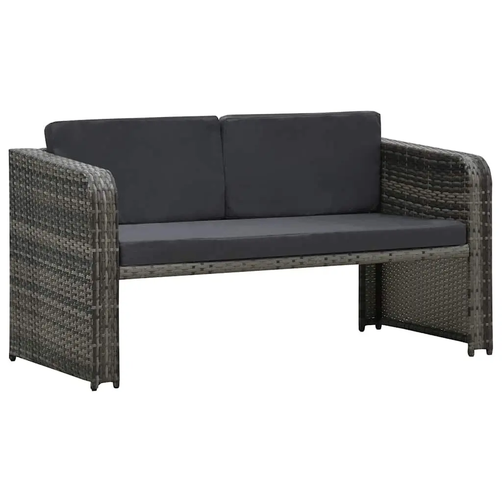 Garden Lounge Set 4 Piece Poly Rattan Sofa Coffee Table Stools Removable Cushions