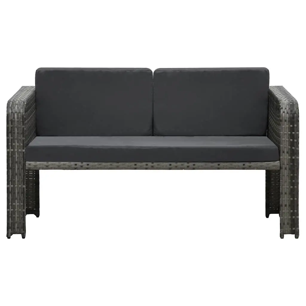 Garden Lounge Set 4 Piece Poly Rattan Sofa Coffee Table Stools Removable Cushions