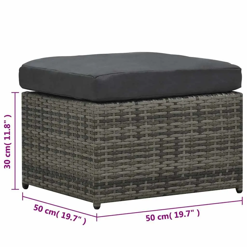 Garden Lounge Set 4 Piece Poly Rattan Sofa Coffee Table Stools Removable Cushions