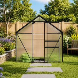 Greenhouse with Base Frame Anthracite Polycarbonate UV Resistant Panels 3.61m²