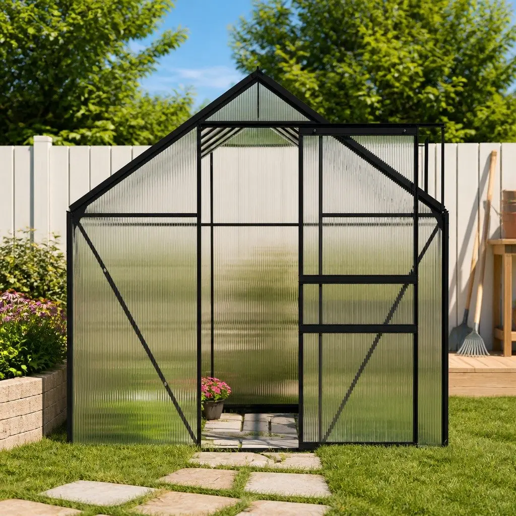 Greenhouse 5.89m² Aluminium Frame Polycarbonate Panels UV Resistant