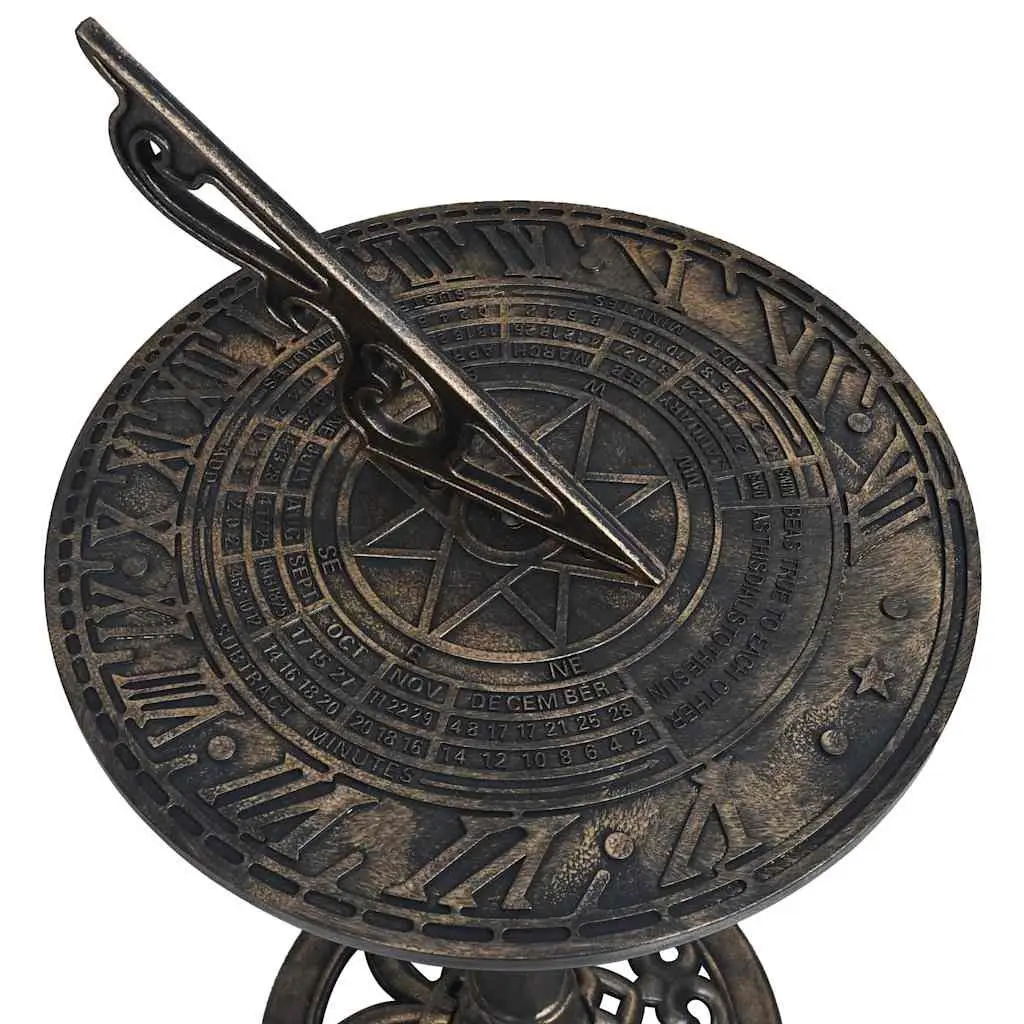 Garden Sundial Outdoor Patio Decor 35.5 x 82 cm Plastic Weather Resistant Pedestal Base