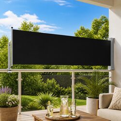 Black Outdoor Side Awning 80x300cm for Enhanced Privacy